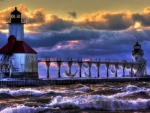 Lighthouses at St. Joseph, Lake Michigan