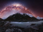 The Milky Way setting over Aoraki National Park, New Zealand