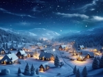 Winter village night