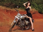 Model Posing on a Motorcycle