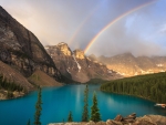Rainbow over Moraine Lake, Banff NP, Alberta