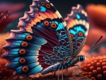 Butterfly With Bright Blue And Orange Wings