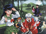 Inuyasha and others at river