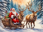 Santa in his sleigh