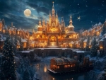 Fairytale Castle With Evening Lights
