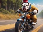 British Bulldog Riding A Motorcycle