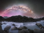 Milky Way setting over Aoraki - Mount Cook National Park, New Zealand