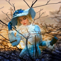 victorian Beauty Caught In Blue