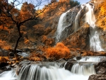 Waterfall in autumn forest