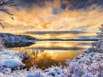 Magical Winter Landscape at Lake Wassookeag, Maine