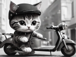 Cat Riding A Scooter