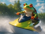 A Frog Riding A Jetski