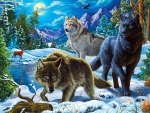 Wolves on a Snowy Night