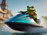 A Frog Riding A Jetski