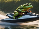 A Frog Riding A Jetski