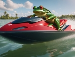 A Frog Riding A Jetski