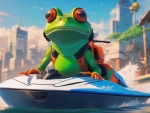 A Frog Riding A Jetski