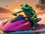 A Frog Riding A Jetski