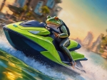 A frog Riding A Jetski