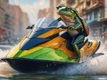 A Frog Riding A Jetski