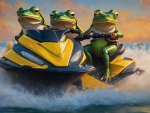 A Frog Riding A Jetski