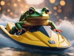 A Frog Riding A Jetski