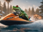 A Frog Riding A Jetski