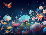 The flowers and butterflies