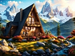 Cottage nestled in the mountains