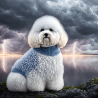 Cute puppy at the beach