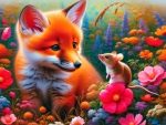 Fox Pup And Mouse