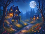 Enchanted Moonlit Village