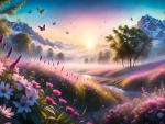 Beautiful springtime dawn landscape