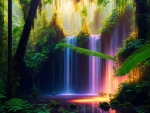 Jungle with colorful waterfall