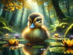 Enchanted Duckling in Sunlit Forest