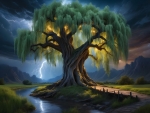 Old weeping willow tree