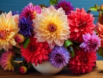 Bouquet of colorful dahlias