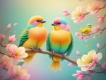 Whimsical Bird Harmony in Spring