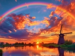 Beautiful rainbow in nature, Netherlands