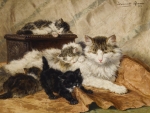 Mother cat with her kittens