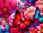 Red Blue Butterflies