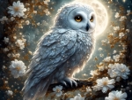 Snow Owl in the Moonlight