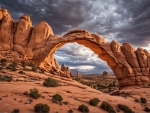 Dramatic Late Afternoon Skyline Arch in Arches National Park, Utah