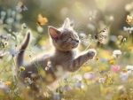 Kitten and butterfly