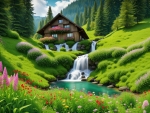 House at the waterfall