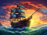 View of fantasy pirate ship
