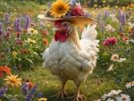 Whimsical Chicken in Elegant Hat