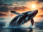The whale jumps