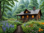 Wooden house in the forest
