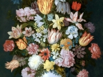Flowers in a Glass Vase